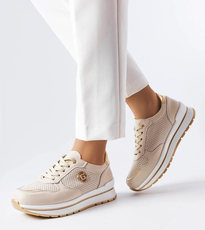 Béžové kožené poltopánky Talbot