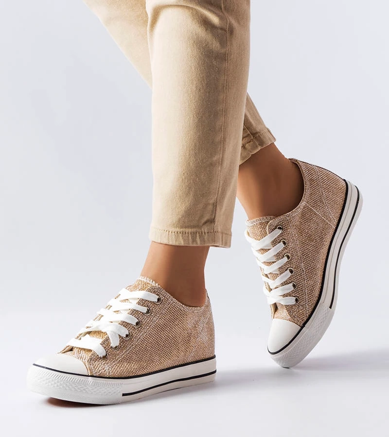 Zlaté trblietavé tenisky Crete na platformách