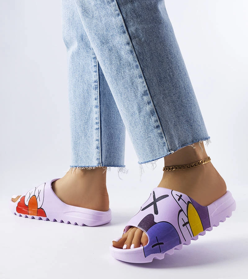 Žabky s fialovou potlačou Lindale