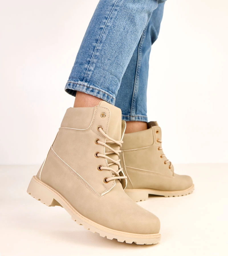 Béžové traperky workery s matnou úpravou Alicia