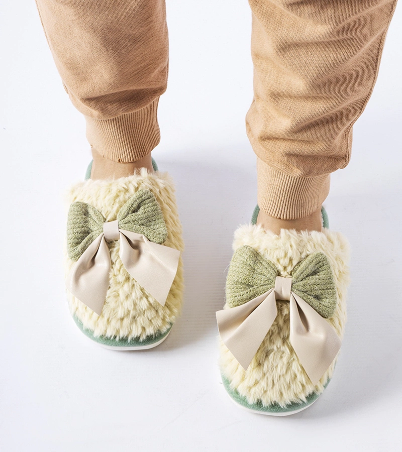 Zelené papuče s elegantnými mašľami Macaria