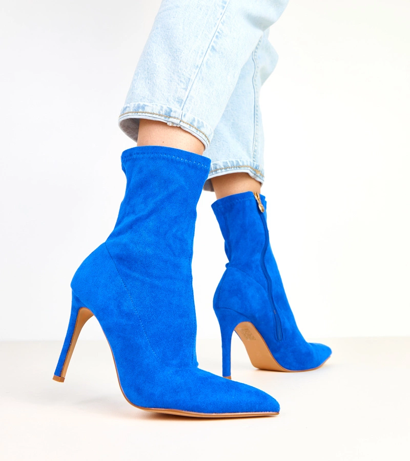 Modré semišové členkové topánky na ihličkách Tennille