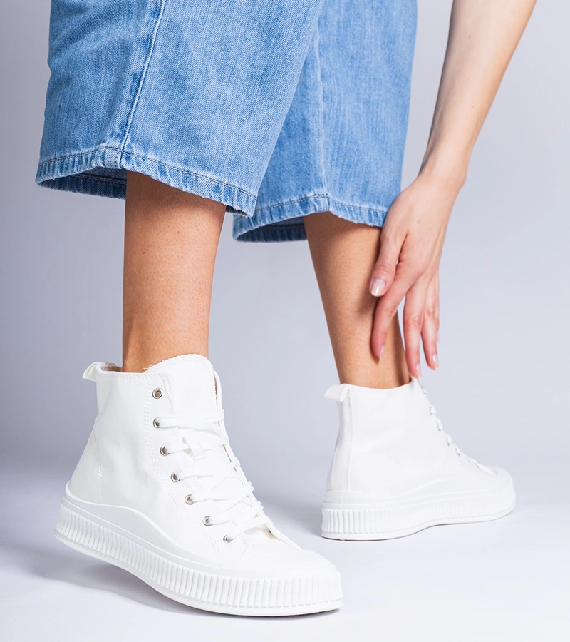 Biela vysoká platformová teniska Guerrino