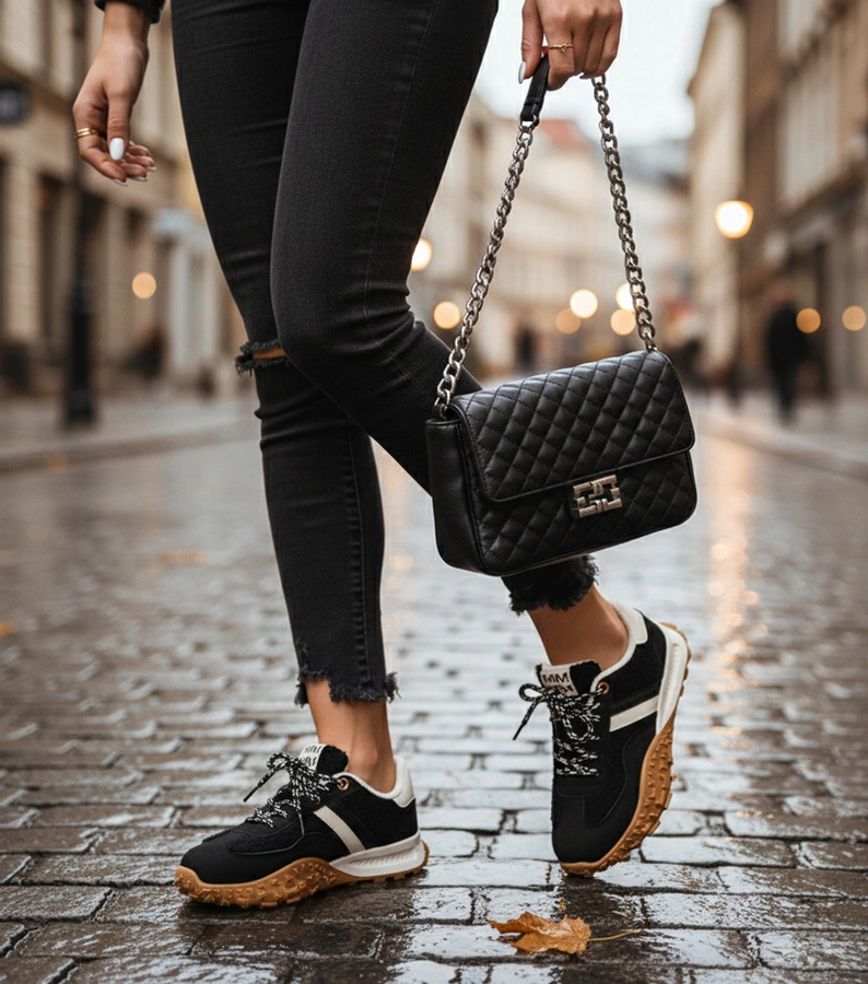 Čierne zateplené tenisky s kožušinou Sanna