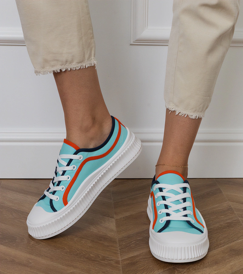 Dámske modré tenisky na platforme Salis