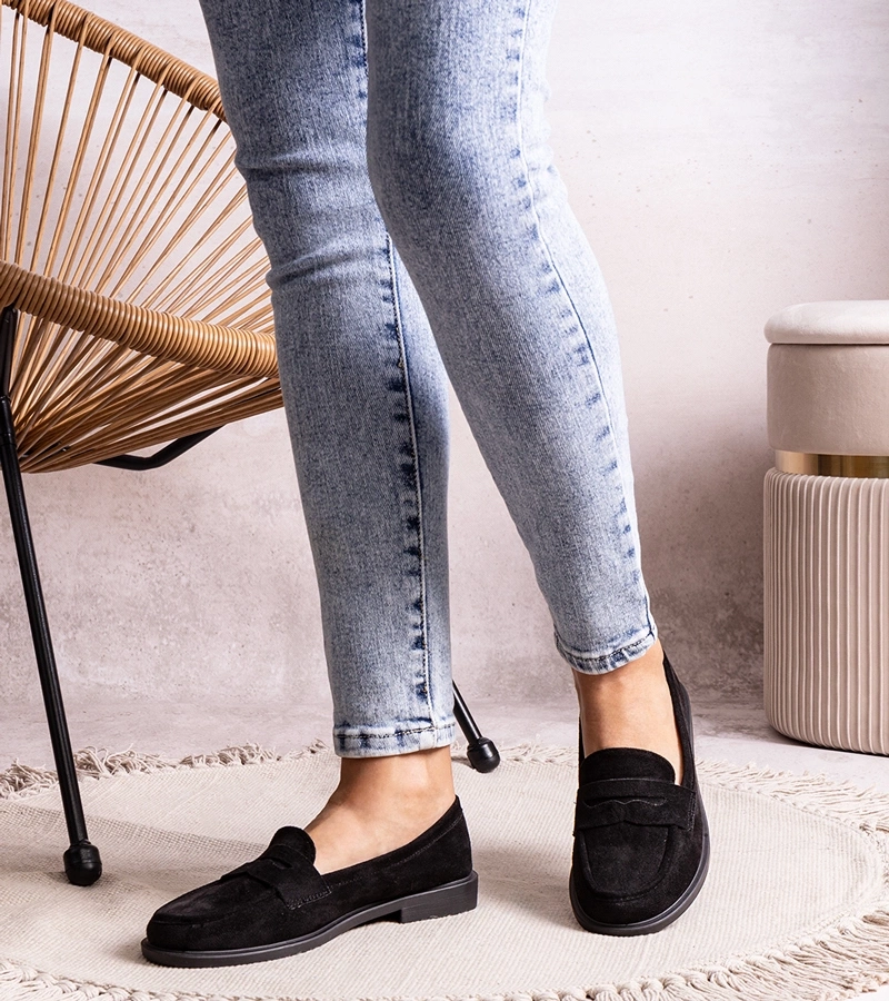 Čierne semišové mokasíny Miralona