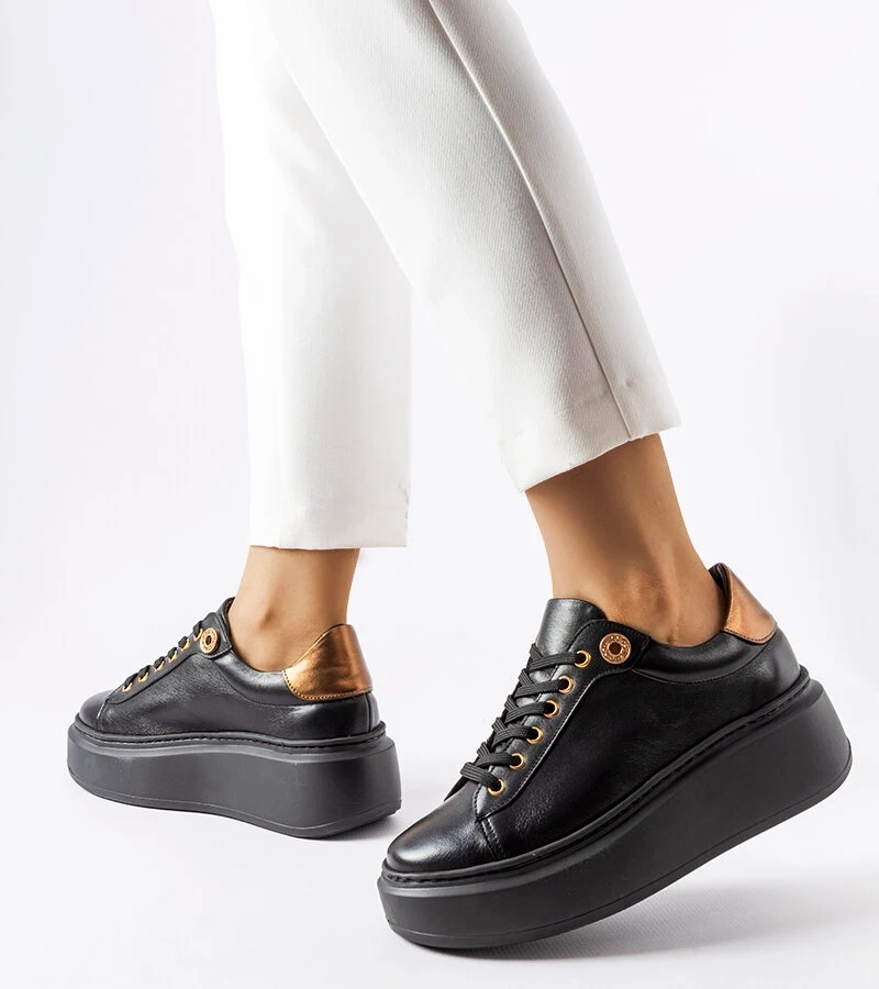 Čierne kožené tenisky Karino