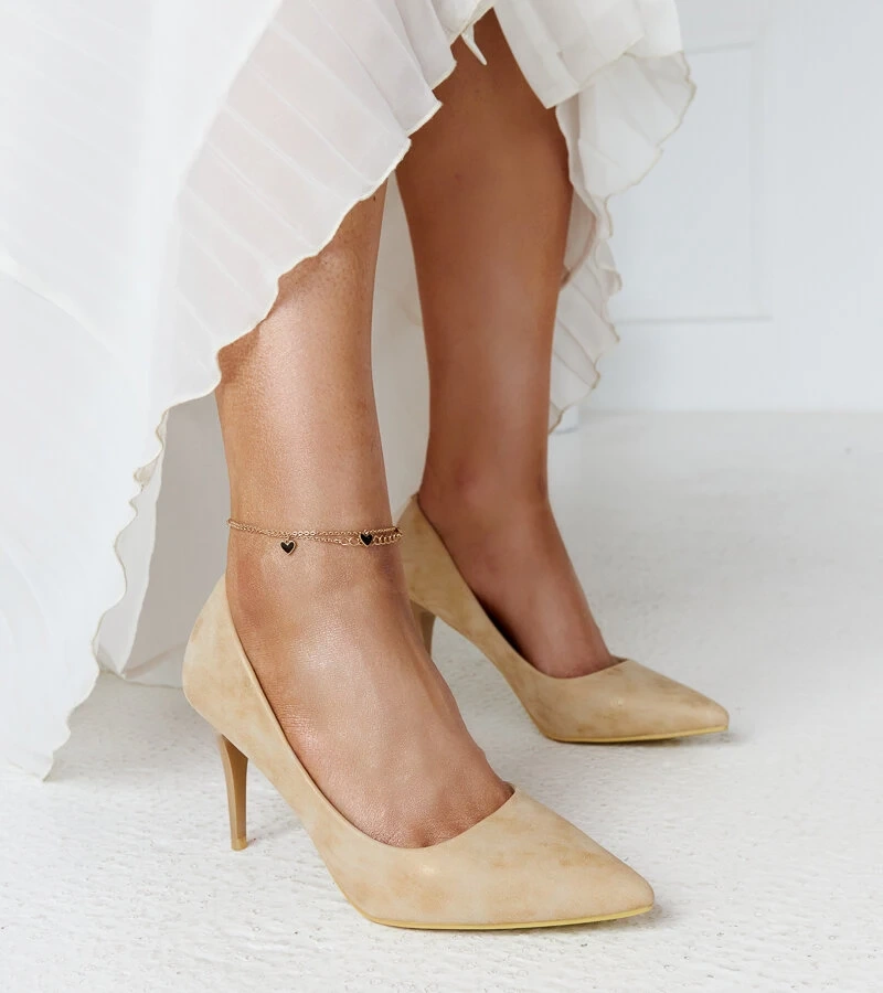 Zlaté metalické podpätky s koženou vložkou Soissons