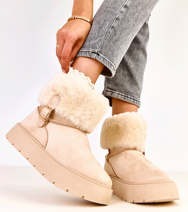 Béžové snehule na platforme zdobené prackou Salini