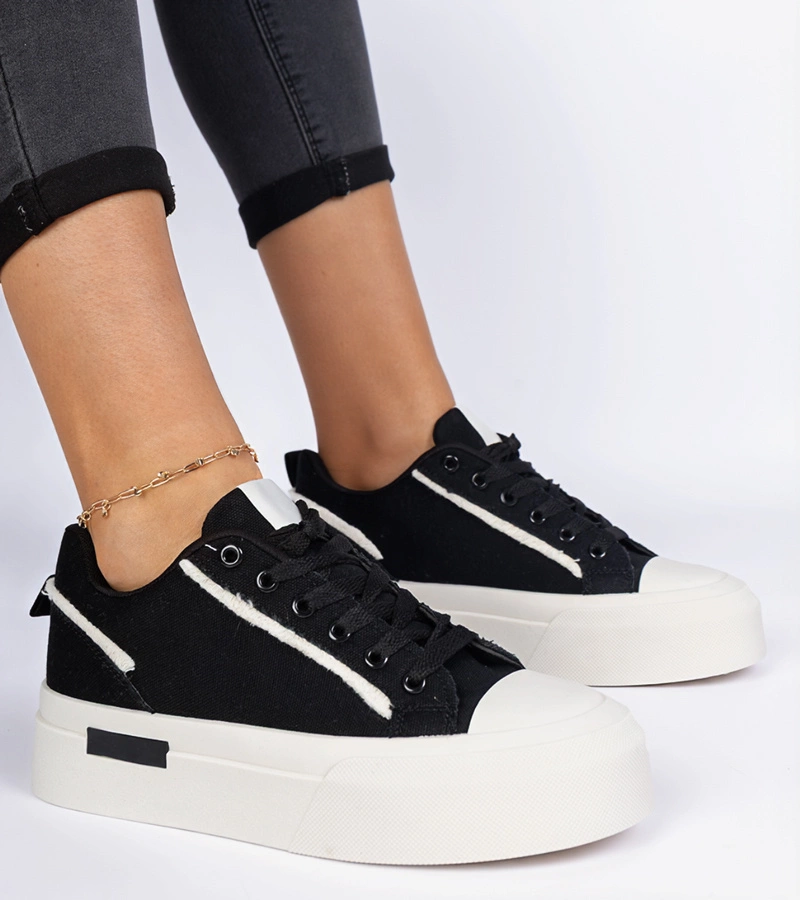 Čierne dámske plátené tenisky na platforme Verinos