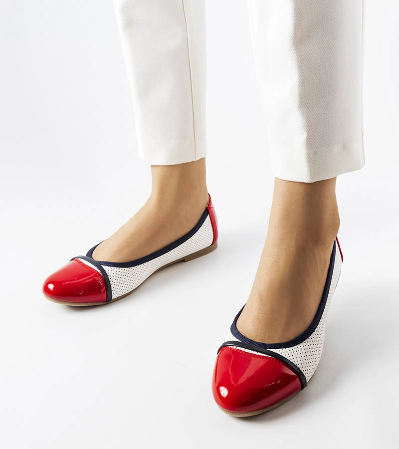 Červeno-biele balerínky Colombo
