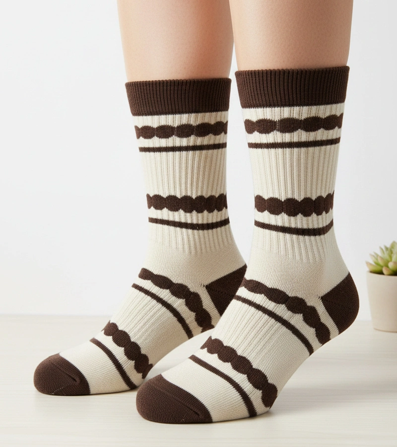 Béžové ponožky s hnedými vložkami Sella