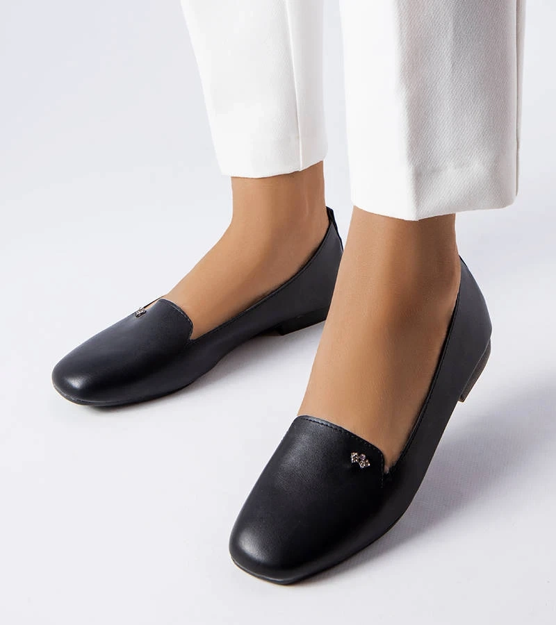 Čierne balerínky so štvorcovou špičkou Noël