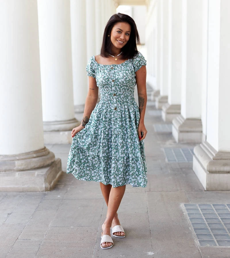 Zelené kvetinové šaty Carita