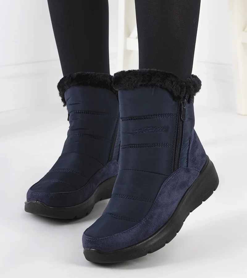 Azmarin tmavomodré prešívané snehové topánky