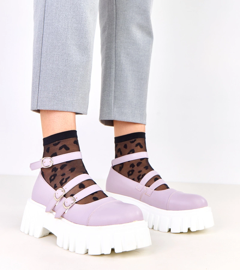 Fialové poltopánky na traktorovej podrážke Jastina