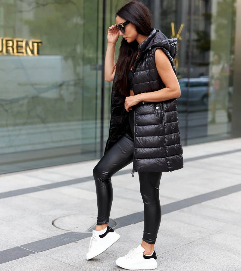 Dámska dlhá čierna vesta Bovegno