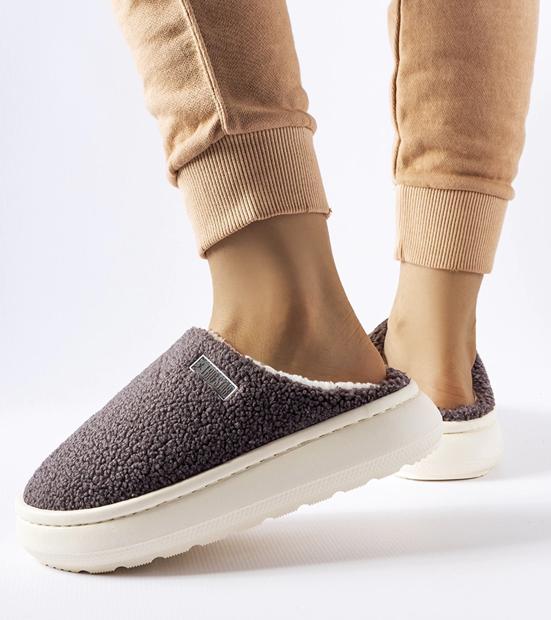 Sivé zateplené zimné papuče Big Star MM274134