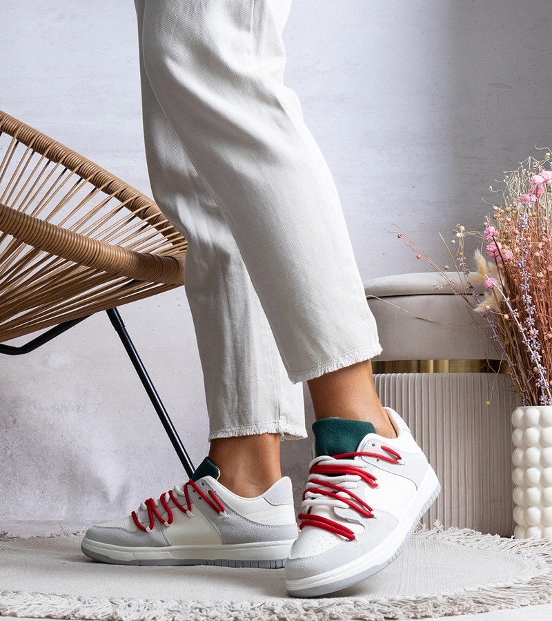 Šedé tenisky s červenými šnúrkami Arcobaleno