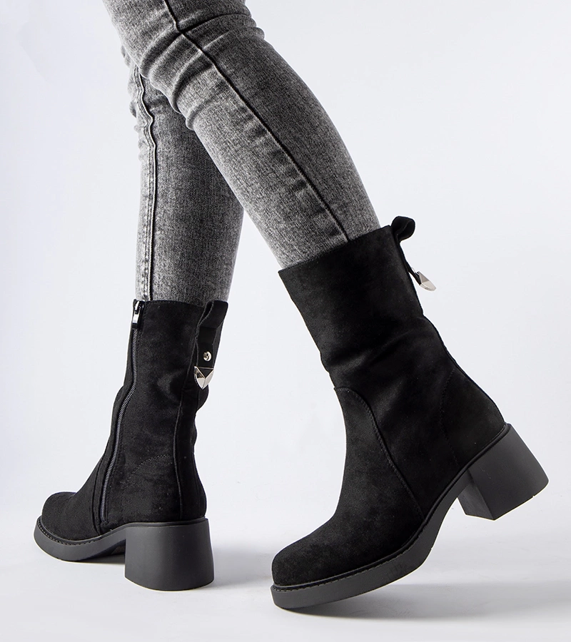 Čierne členkové čižmy z ekokože Agordino