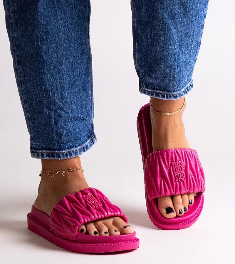 Ružové šľapky s gombíkmi Big Star NN274A749