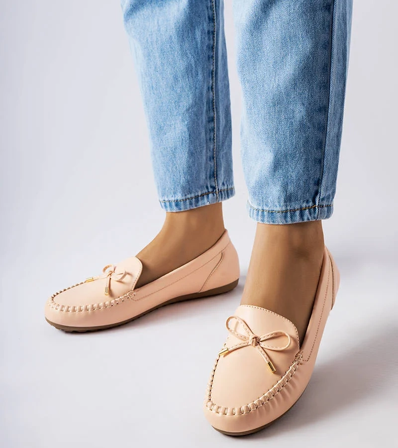 Béžové mokasíny s mašľou Via Foria