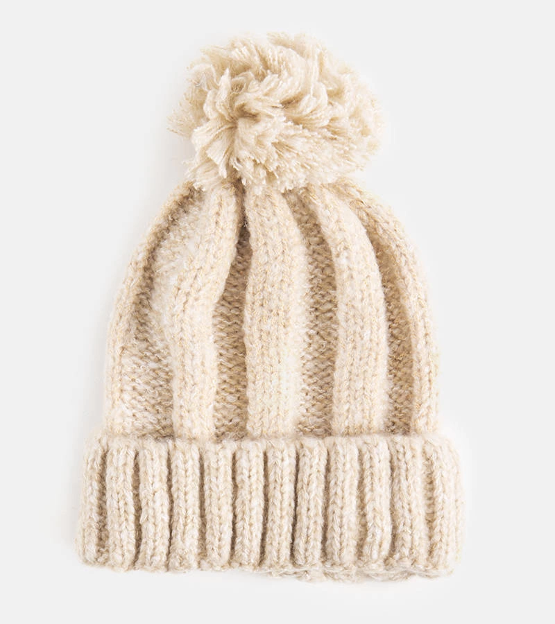 Béžová čiapka s bambulou Cormil