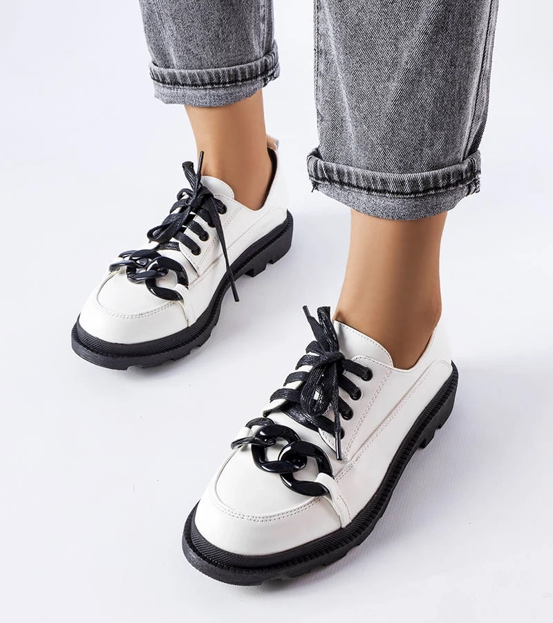 Biele poltopánky s reťazou Allain