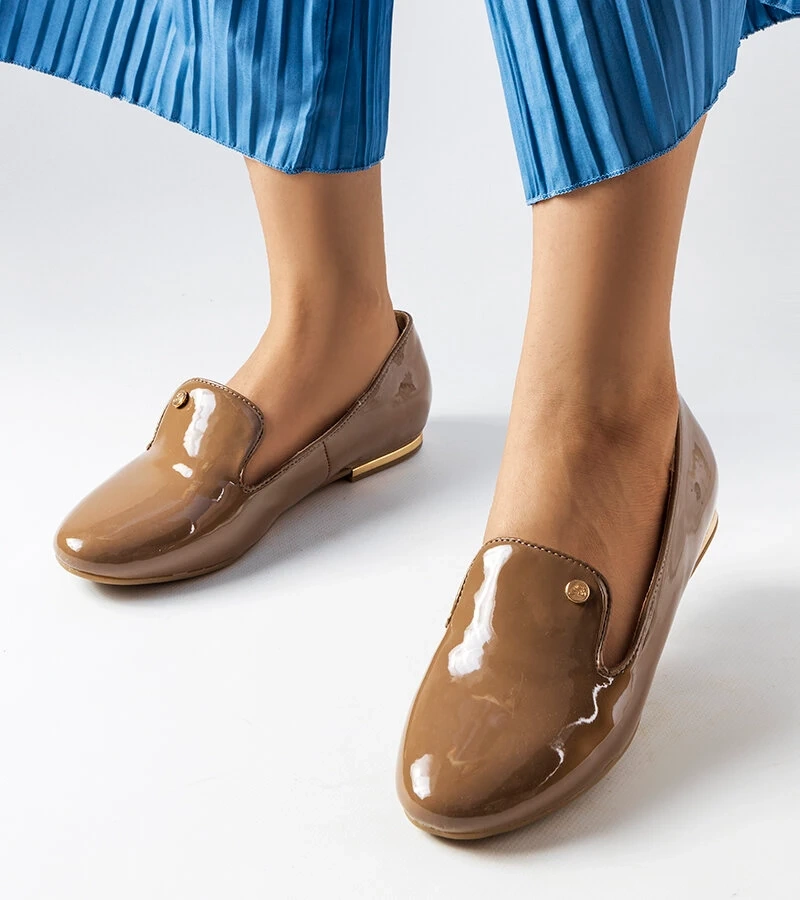 Hnedé lakované poltopánky Lang