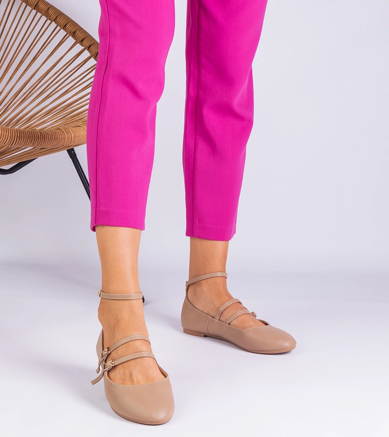 Béžové baleríny z eko kože s prackami Vitoldora