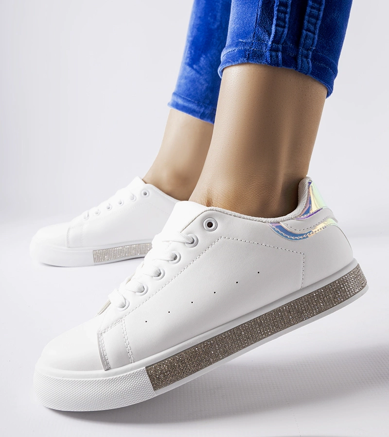 Biele klasické tenisky so zirkónmi Dina