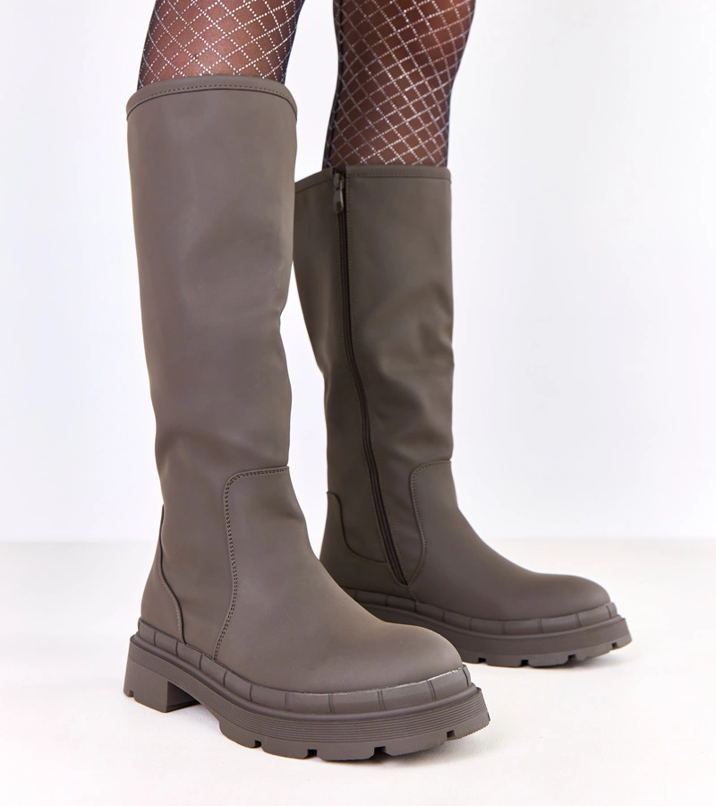 Zelené čižmy z matnej ekokože Delita