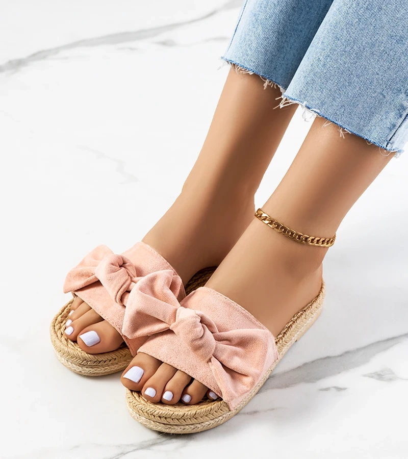 Ružové žabky s mašľou Madelen