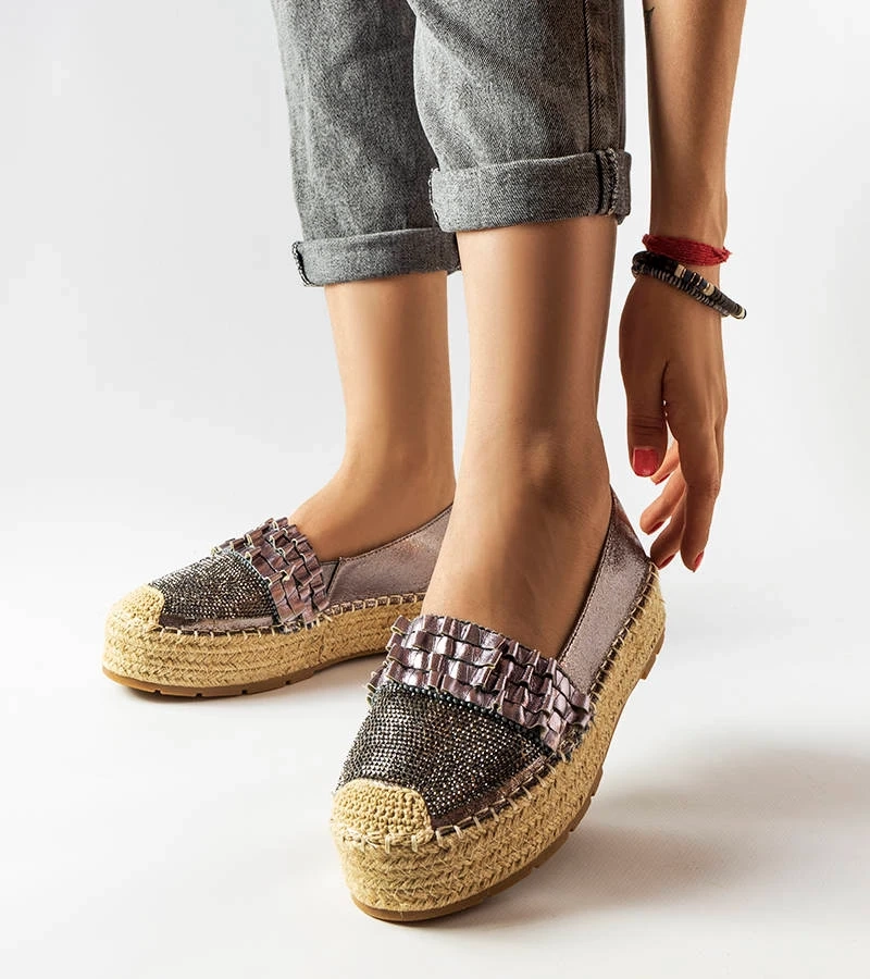 Strieborné espadrilky so zirkónmi Lauro