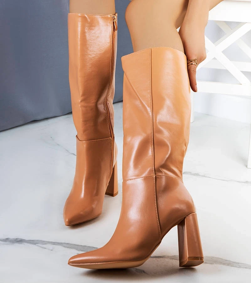 Béžové čižmy Adair na podpätku