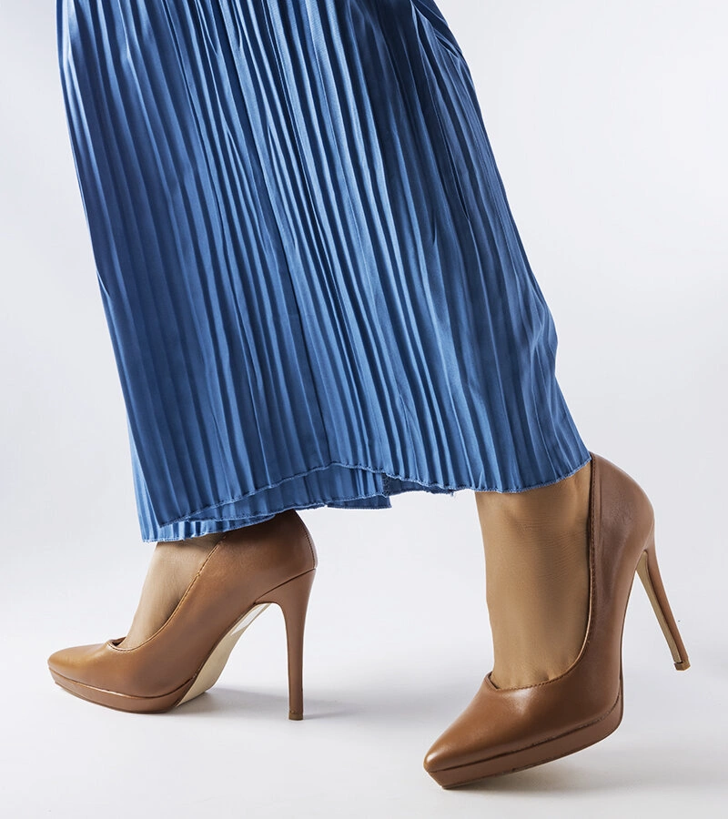 Hnedé klasické ihličkové topánky Kristin