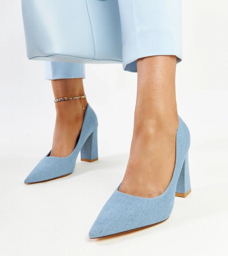 Džínové lodičky na vysokom stĺpiku Leea