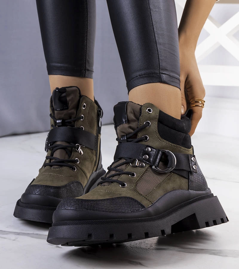 Zelené zateplené traperské topánky Zakira