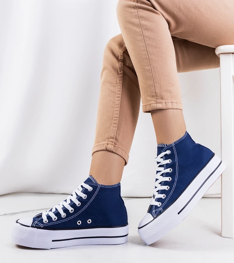 Navy blue Korgay tenisky na platforme