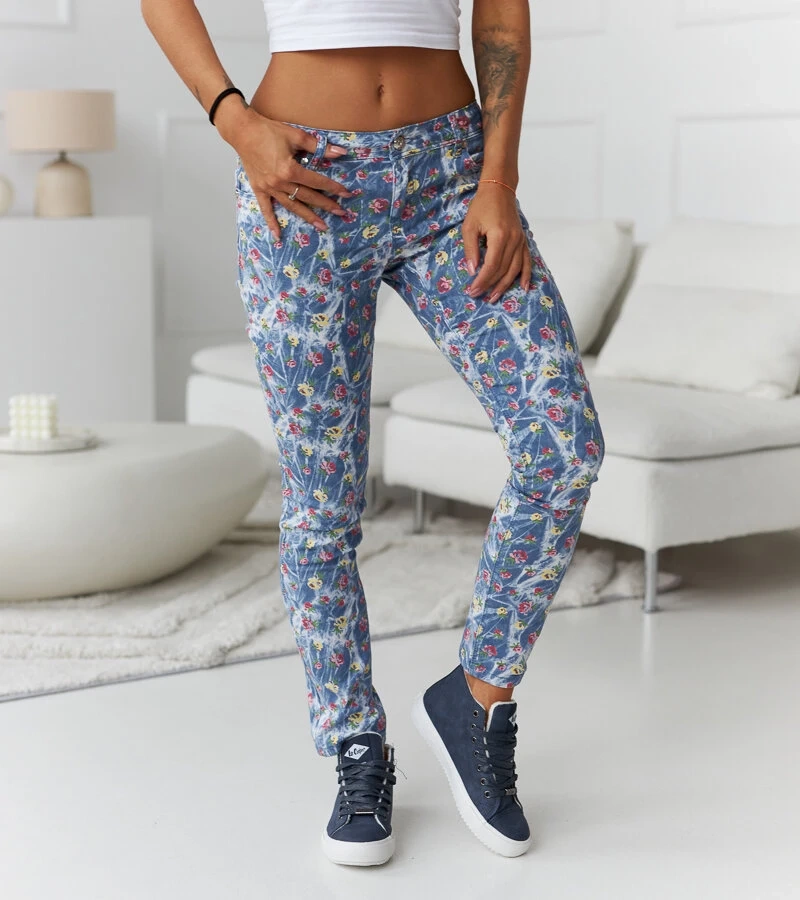 Modré vzorované nohavice Lévesque 944-5 BLUE