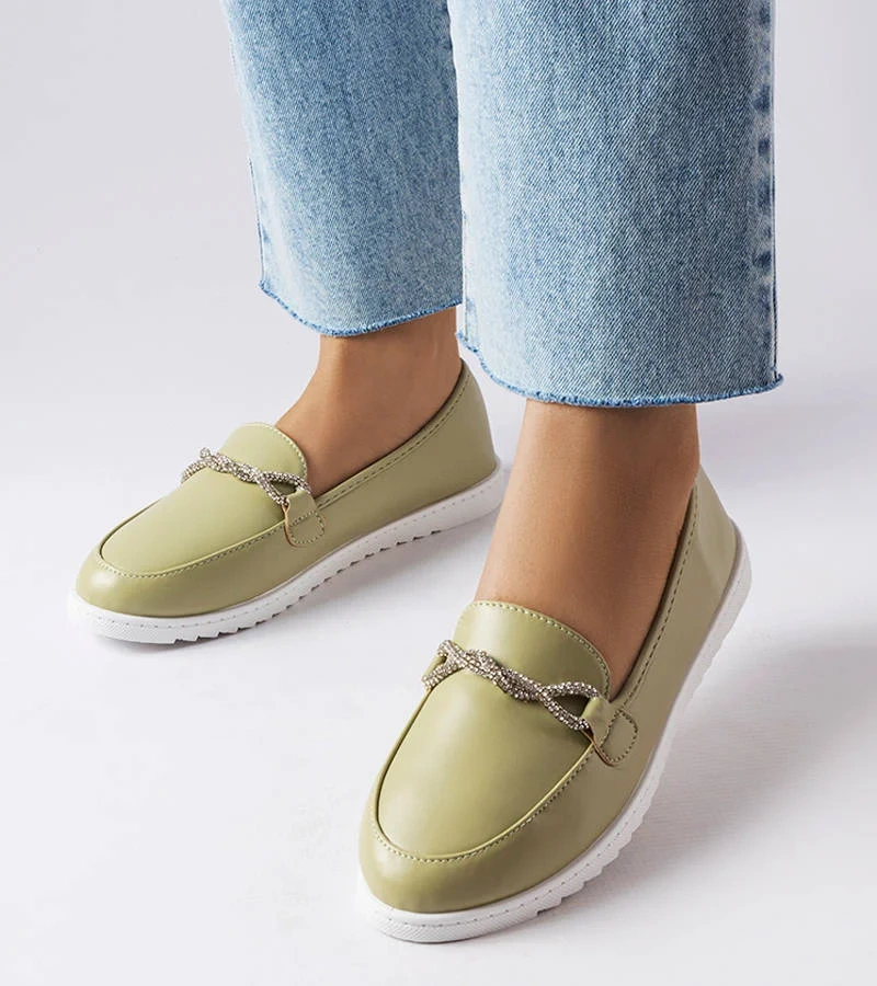 Zelené mokasíny so zirkónmi Paola