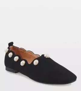 Čierne balerínky s perlami 588C-12A