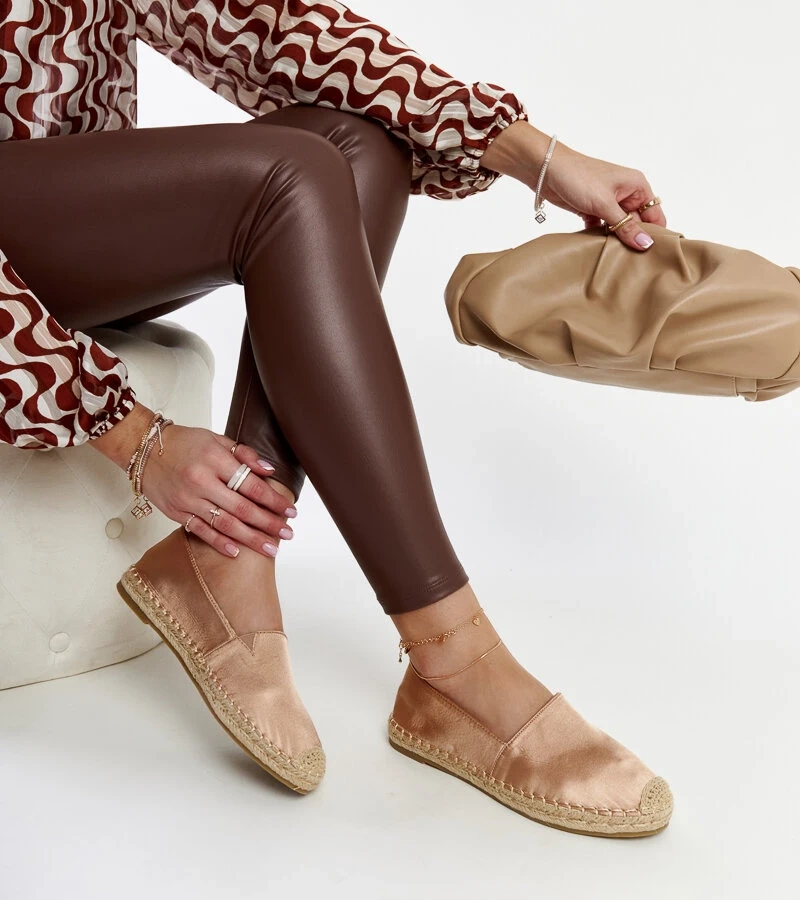 Bežové espadrilky s leskom na platforme Caithlin