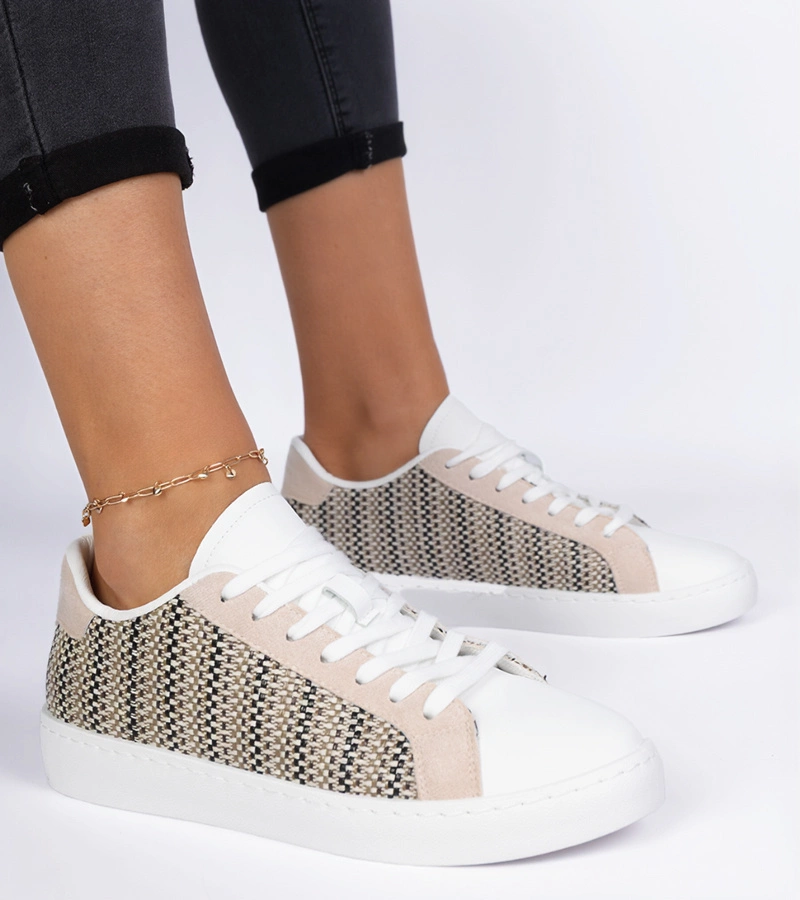 Béžové dámske materiálové tenisky Bellisio