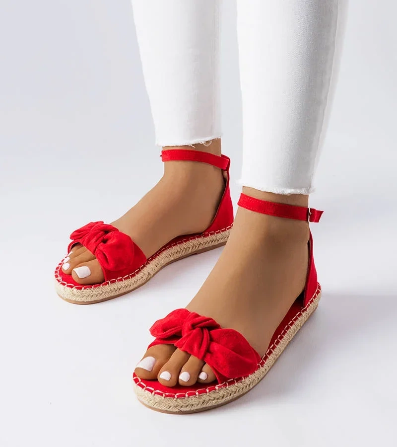 Červené espadrilky s mašľou Faure