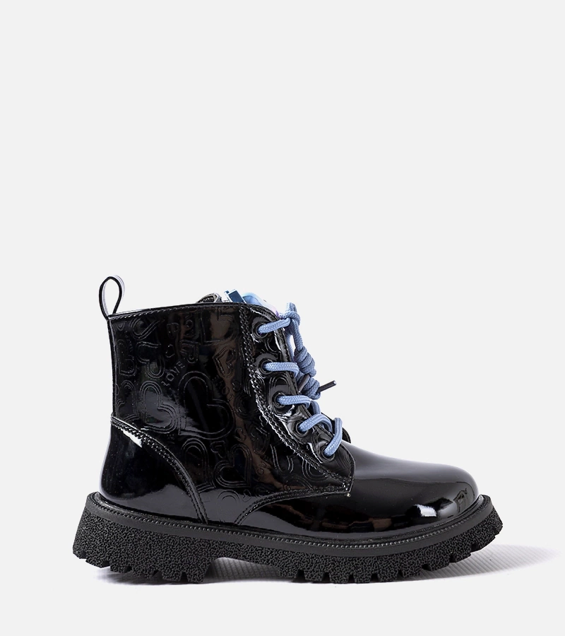 Čierne lakované čižmy s medveďom Orso