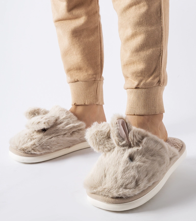 Bežové teplé papuče s ušami Daniele