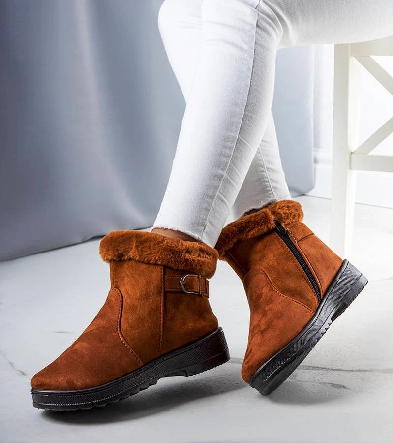 Camelowe zateplené snehové topánky Julius s kožušinou