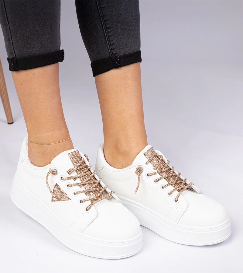 Biele tenisky s šampanskými zirkónmi Treysi