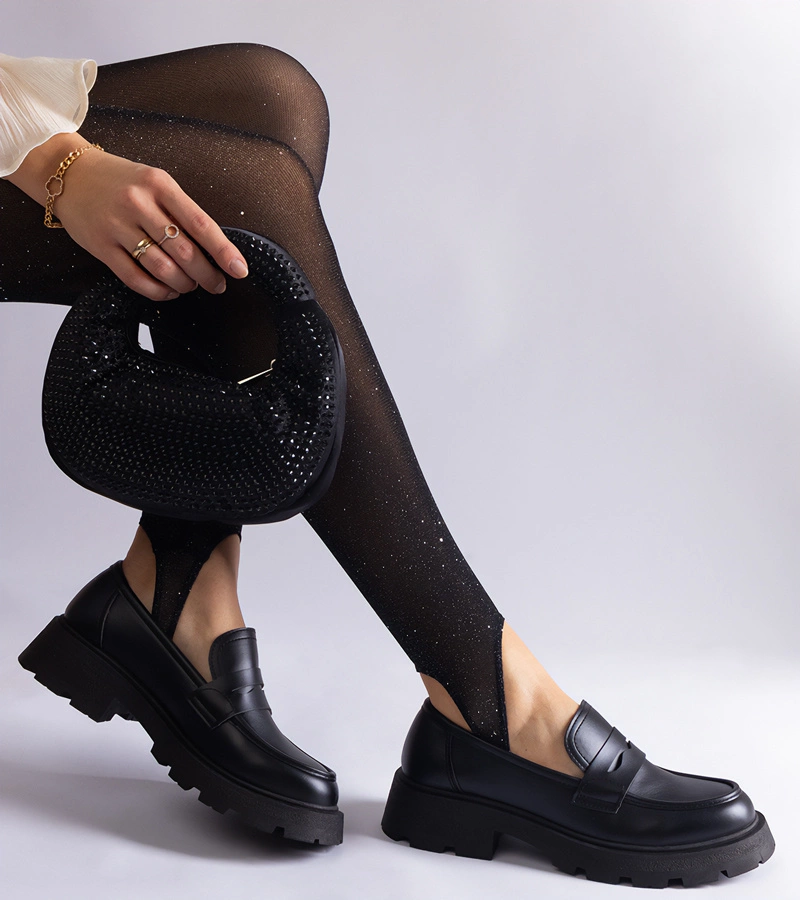 Čierne dámske mokasíny z eko kože Violanda